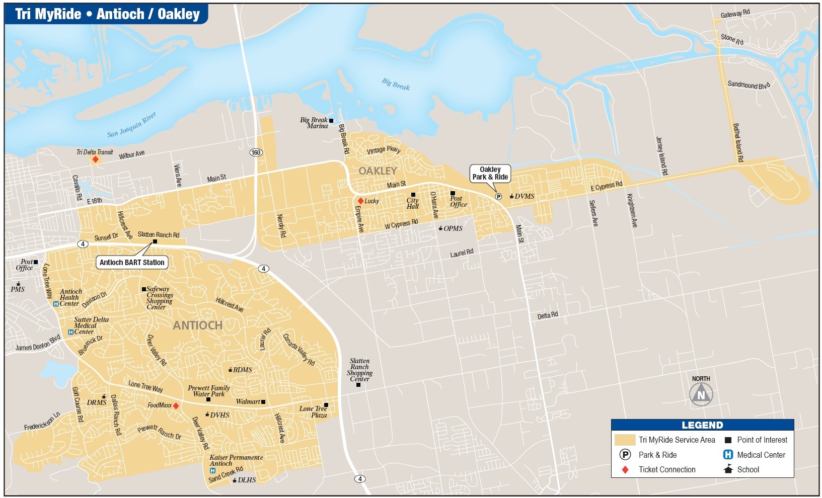 Antioch/Oakley Service area map.