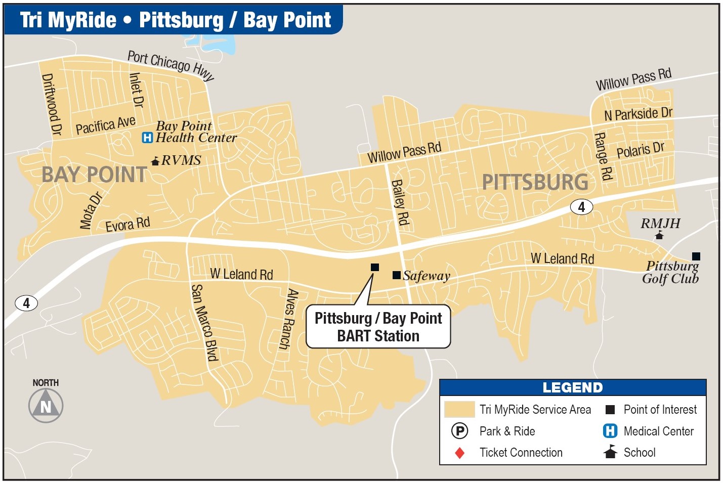 Pittsburg/Baypoint Service area map.