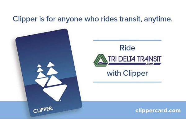 Clipper card with text "Clipper is for anyone who rides transit, anytime."