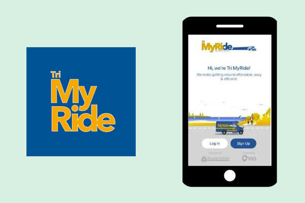 tri myride app logo and screenshot