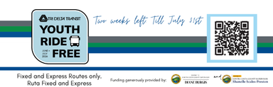 Youth ride free ad saying two weeks left